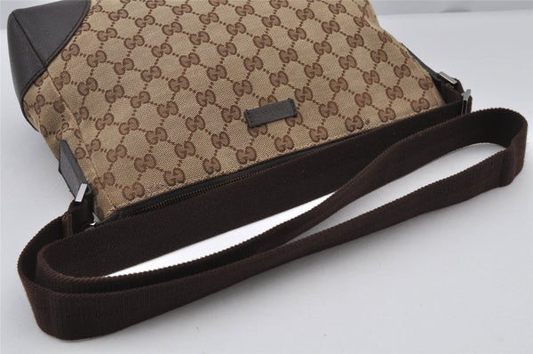 Authentic GUCCI Shoulder Cross Body Bag GG Canvas Leather 114273 Brown 7867J
