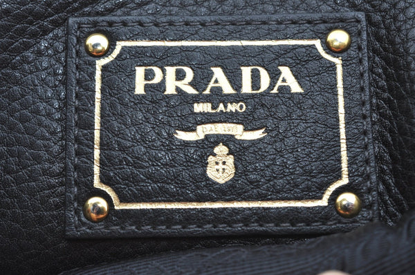 Authentic PRADA VIT DAINO Leather Nappa 2Way Hand Bag BT0962 Black 7869J