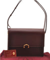 Authentic Cartier Must de Cartier Leather Shoulder Cross Bag Bordeaux Red 7870I