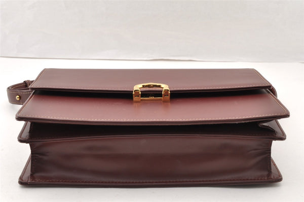 Authentic Cartier Must de Cartier Leather Shoulder Cross Bag Bordeaux Red 7870I