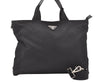 Authentic PRADA Vintage Nylon Tessuto Leather 2Way Shoulder Tote Bag Black 7872J