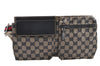 Authentic GUCCI Sherry Line Waist Body Bag GG Canvas Leather 28566 Navy 7874I