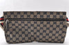 Authentic GUCCI Sherry Line Waist Body Bag GG Canvas Leather 28566 Navy 7874I