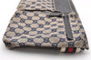 Authentic GUCCI Sherry Line Waist Body Bag GG Canvas Leather 28566 Navy 7874I