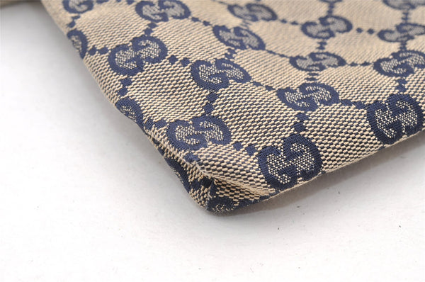 Authentic GUCCI Sherry Line Waist Body Bag GG Canvas Leather 28566 Navy 7874I