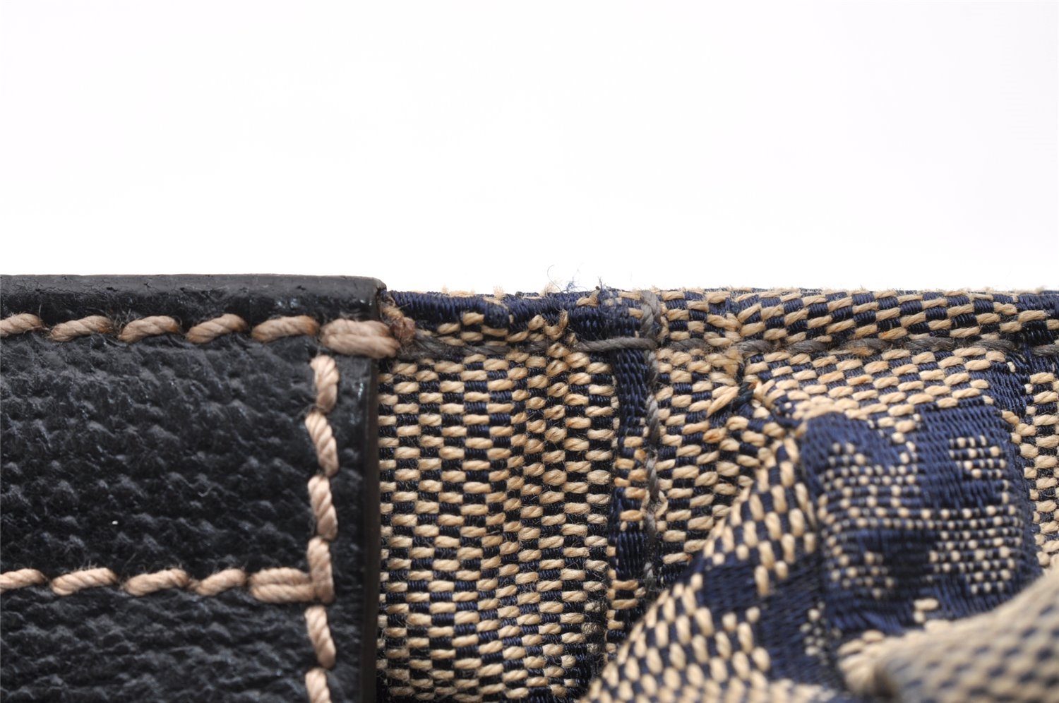Authentic GUCCI Sherry Line Waist Body Bag GG Canvas Leather 28566 Navy 7874I