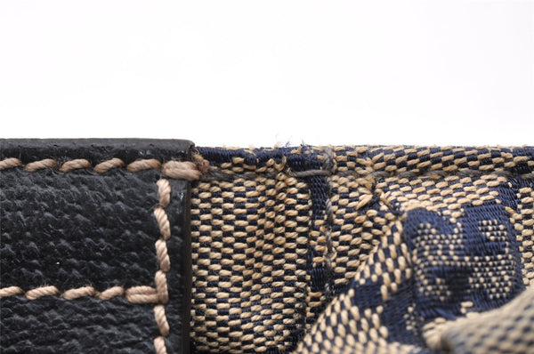 Authentic GUCCI Sherry Line Waist Body Bag GG Canvas Leather 28566 Navy 7874I