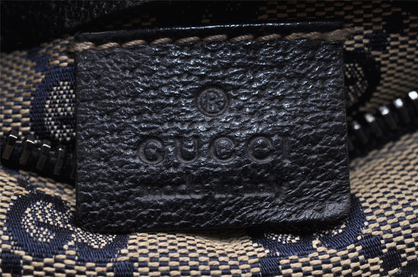Authentic GUCCI Sherry Line Waist Body Bag GG Canvas Leather 28566 Navy 7874I