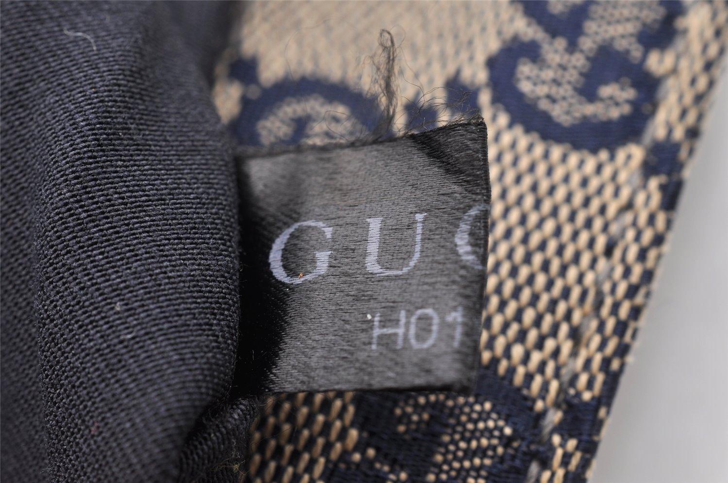 Authentic GUCCI Sherry Line Waist Body Bag GG Canvas Leather 28566 Navy 7874I