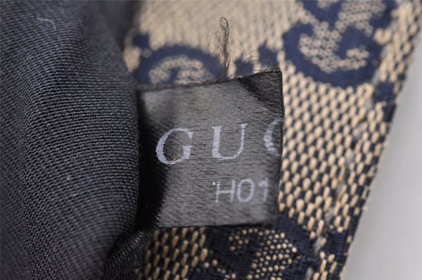 Authentic GUCCI Sherry Line Waist Body Bag GG Canvas Leather 28566 Navy 7874I