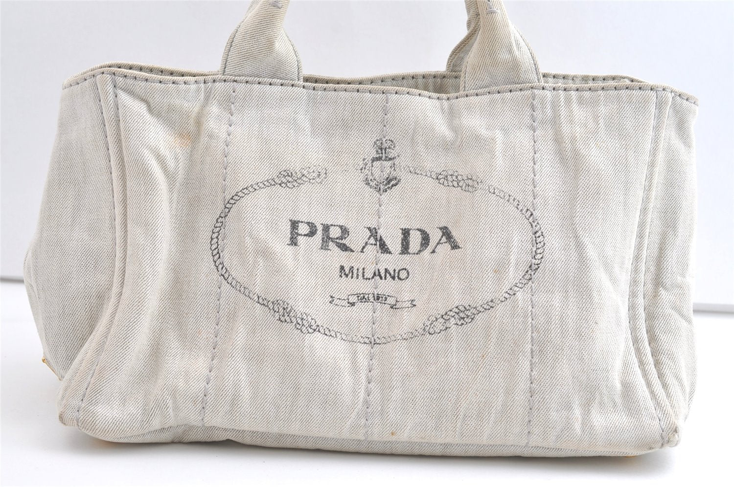 Authentic PRADA Vintage Canapa M Canvas 2Way Shoulder Hand Bag White 7875J