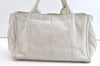 Authentic PRADA Vintage Canapa M Canvas 2Way Shoulder Hand Bag White 7875J