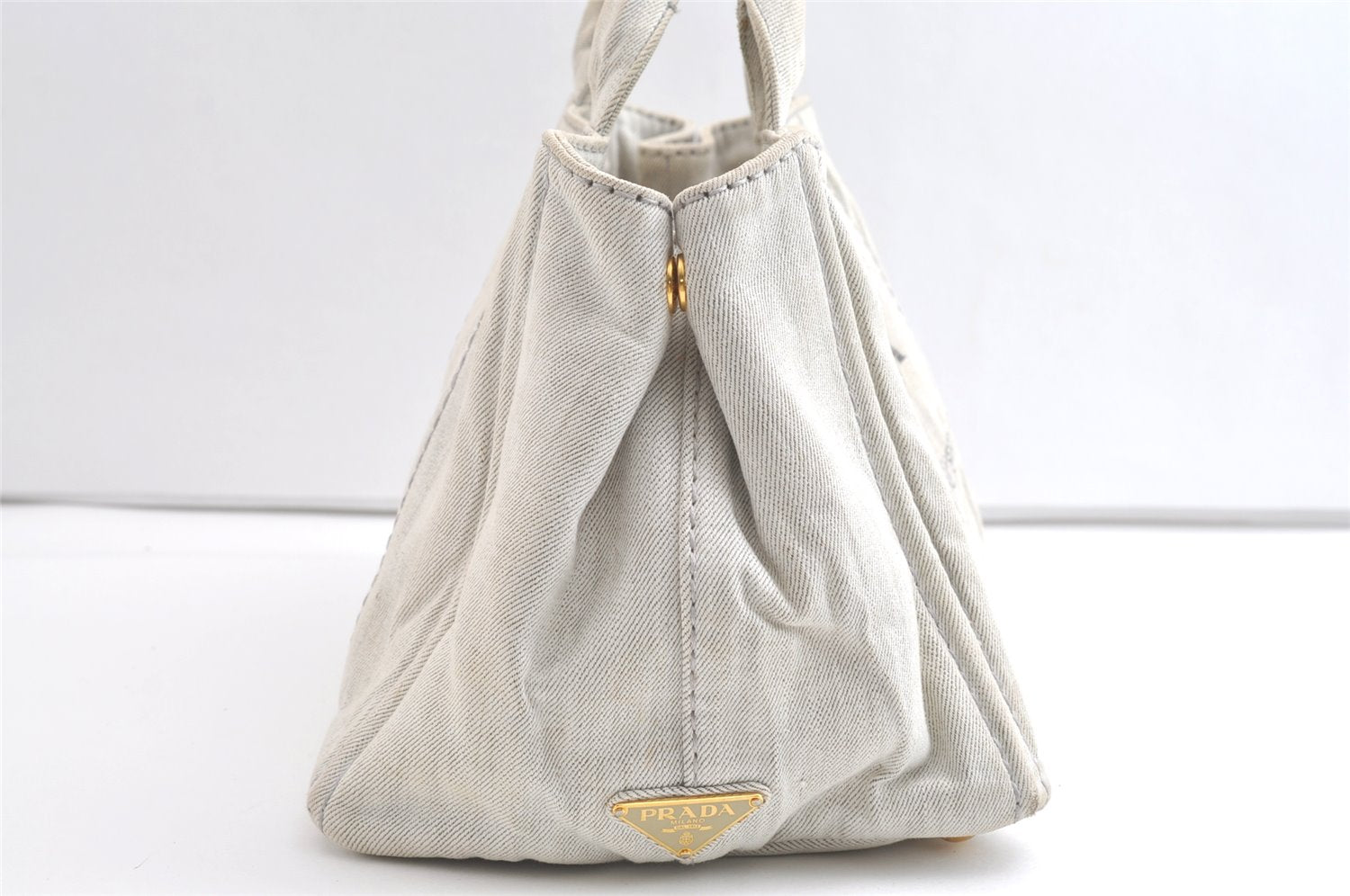 Authentic PRADA Vintage Canapa M Canvas 2Way Shoulder Hand Bag White 7875J