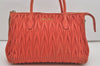 Authentic MIU MIU Matelasse Leather 2Way Shoulder Hand Tote Bag Orange 7878I