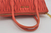 Authentic MIU MIU Matelasse Leather 2Way Shoulder Hand Tote Bag Orange 7878I