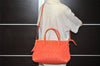 Authentic MIU MIU Matelasse Leather 2Way Shoulder Hand Tote Bag Orange 7878I