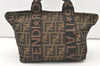 Authentic FENDI Vintage Zucca Tote Hand Bag Nylon Leather Brown 7878J