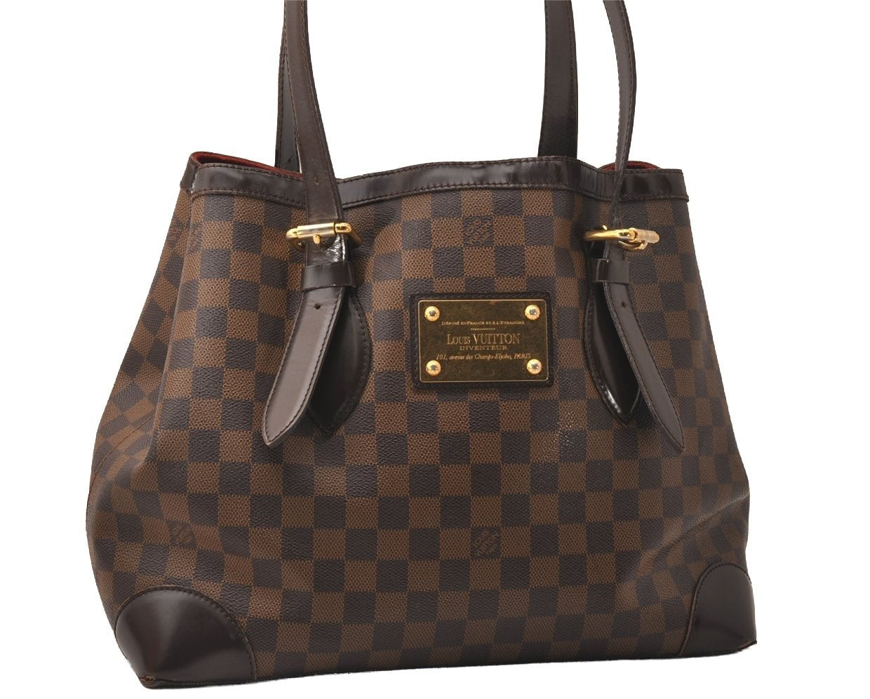 Authentic Louis Vuitton Damier Hampstead MM Shoulder Tote Bag N51204 LV 7885J