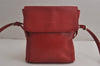 Authentic BURBERRY Vintage Leather Shoulder Cross Body Bag Purse Red 7887J