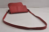 Authentic BURBERRY Vintage Leather Shoulder Cross Body Bag Purse Red 7887J