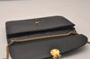 Authentic Christian Dior Vintage Chain Shoulder Bag Purse Leather Navy 7888J