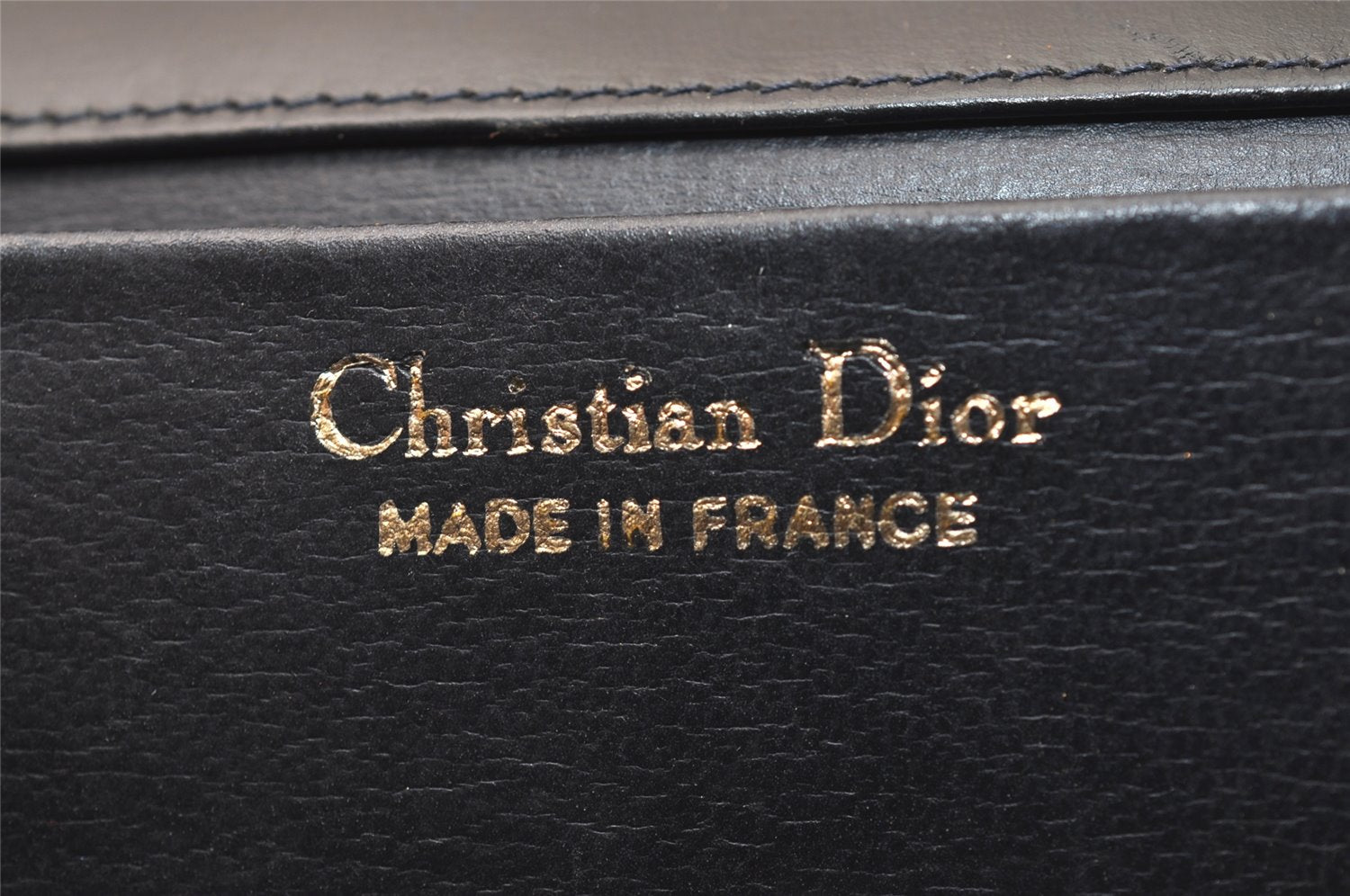 Authentic Christian Dior Vintage Chain Shoulder Bag Purse Leather Navy 7888J