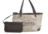 Authentic GUCCI Craft Shoulder Tote Bag Canvas Leather 247209 Beige 7889J