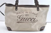 Authentic GUCCI Craft Shoulder Tote Bag Canvas Leather 247209 Beige 7889J