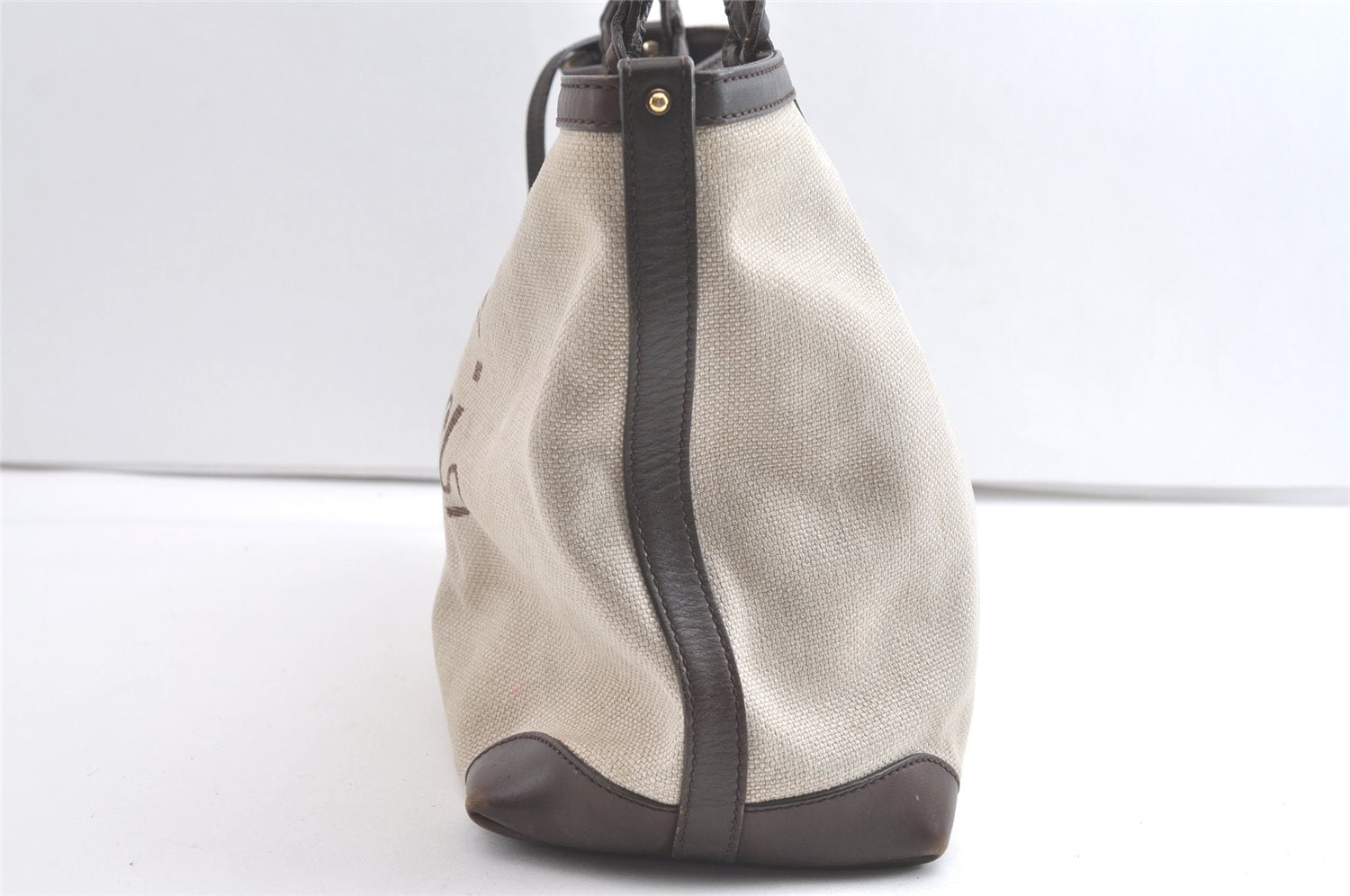 Authentic GUCCI Craft Shoulder Tote Bag Canvas Leather 247209 Beige 7889J