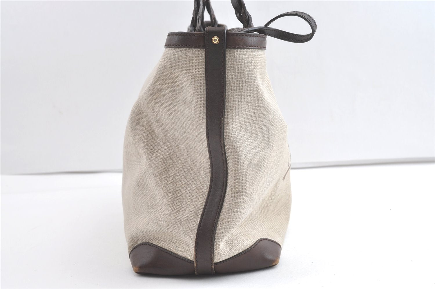 Authentic GUCCI Craft Shoulder Tote Bag Canvas Leather 247209 Beige 7889J