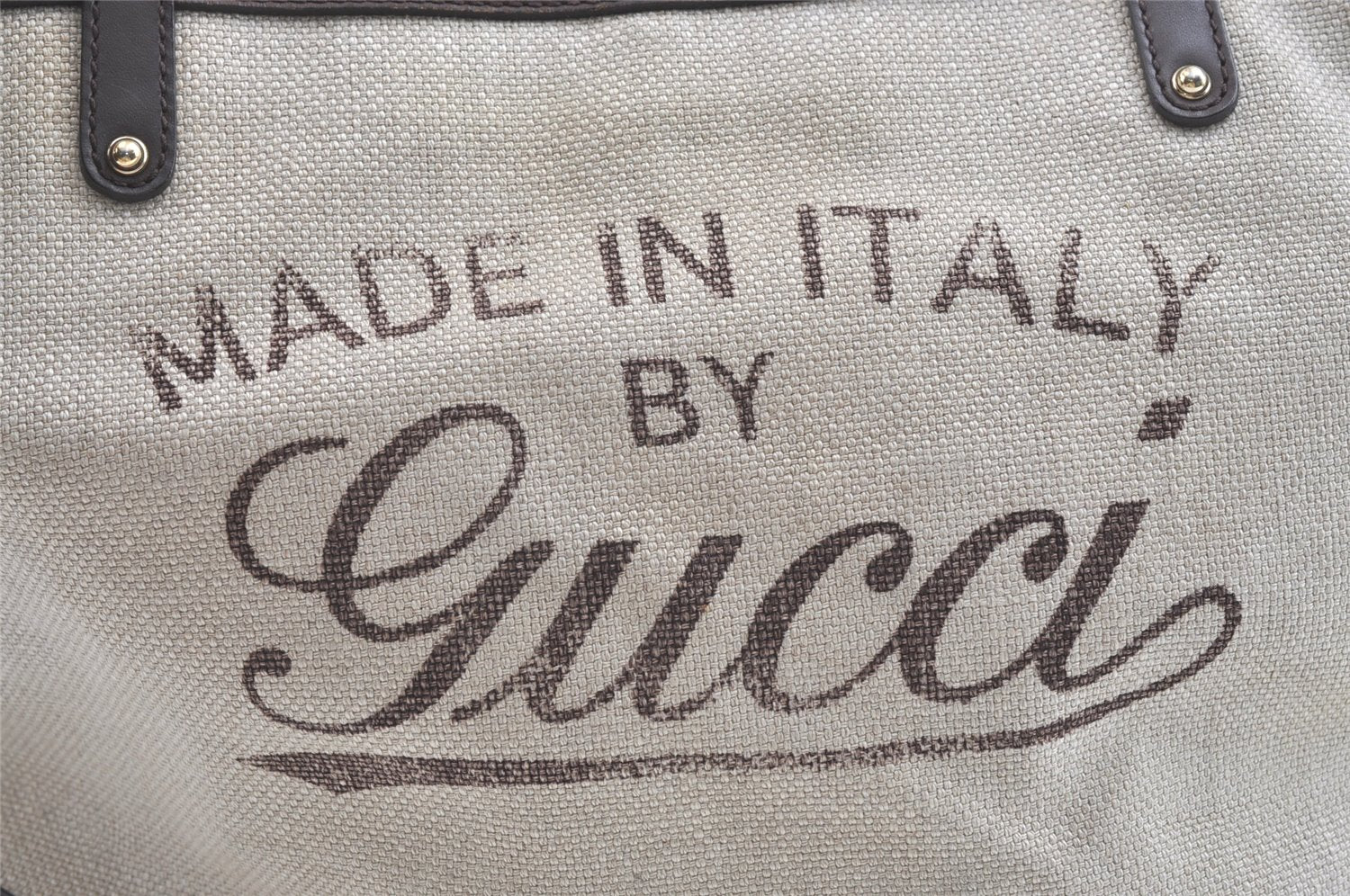 Authentic GUCCI Craft Shoulder Tote Bag Canvas Leather 247209 Beige 7889J