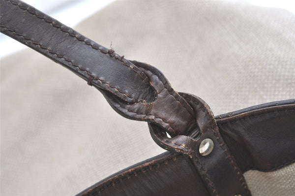 Authentic GUCCI Craft Shoulder Tote Bag Canvas Leather 247209 Beige 7889J