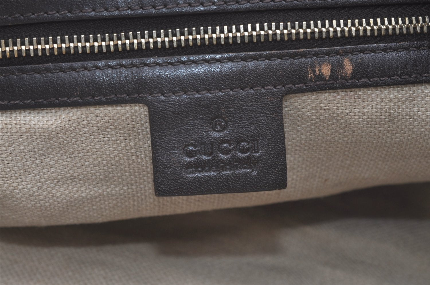 Authentic GUCCI Craft Shoulder Tote Bag Canvas Leather 247209 Beige 7889J