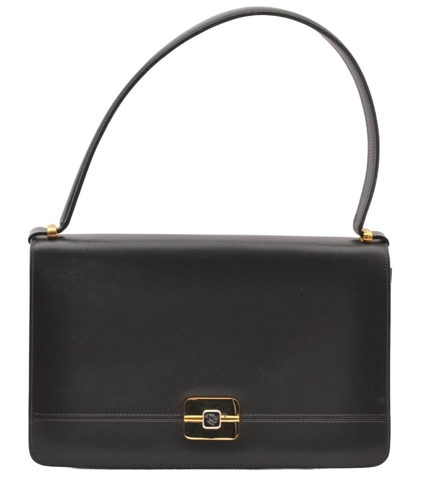 Authentic Christian Dior Shoulder Hand Bag Purse Leather Dark Brown CD 7890I