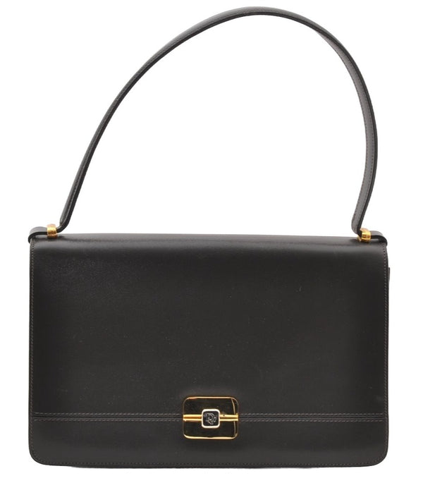 Authentic Christian Dior Shoulder Hand Bag Purse Leather Dark Brown CD 7890I