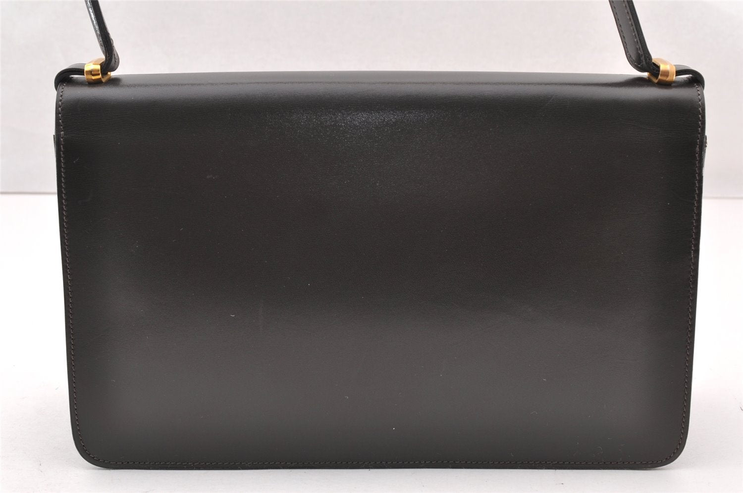 Authentic Christian Dior Shoulder Hand Bag Purse Leather Dark Brown CD 7890I