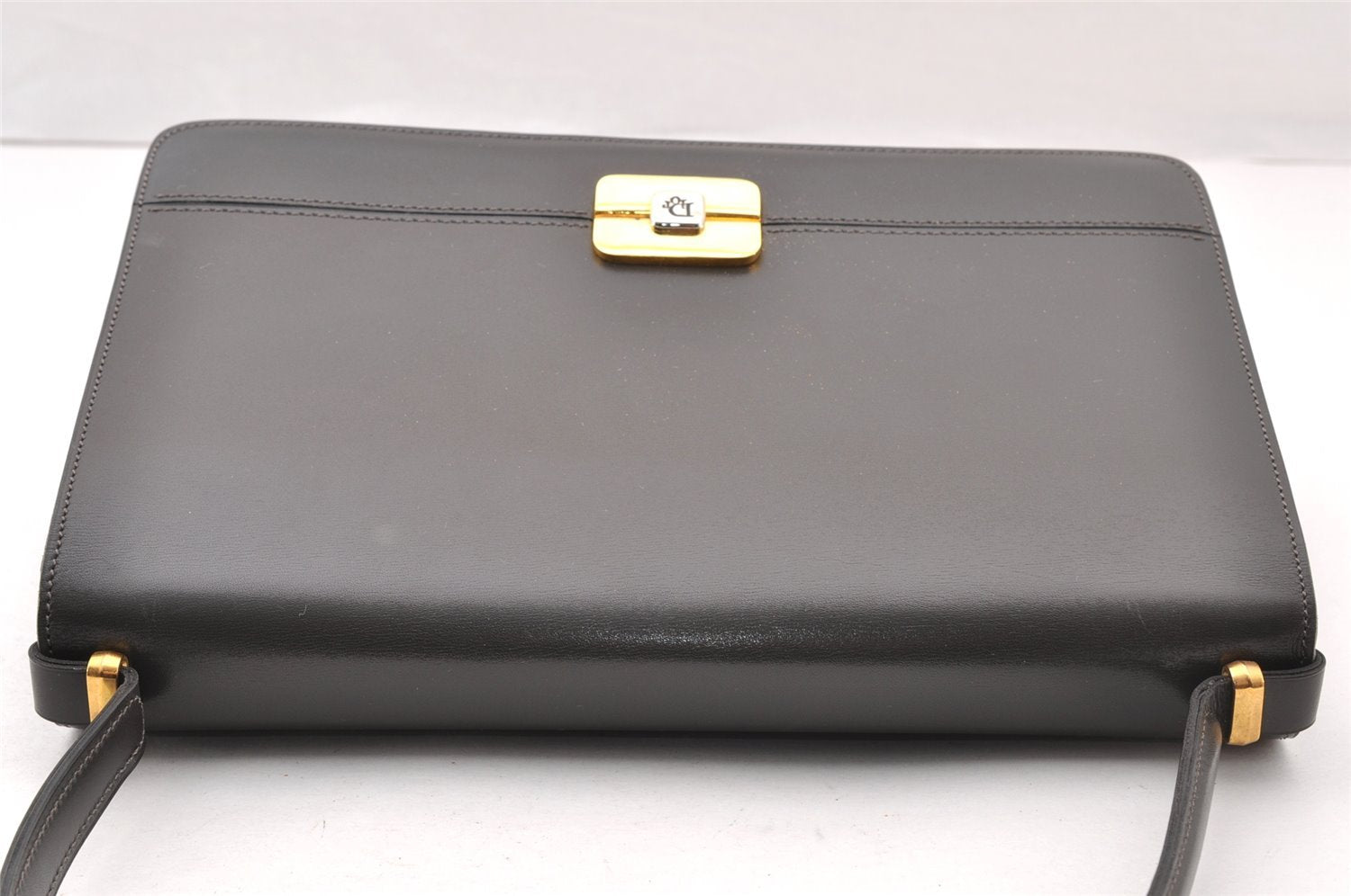 Authentic Christian Dior Shoulder Hand Bag Purse Leather Dark Brown CD 7890I