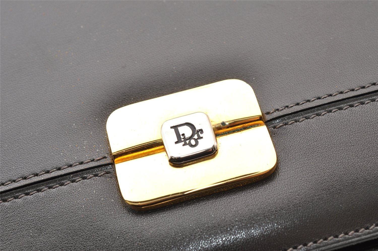 Authentic Christian Dior Shoulder Hand Bag Purse Leather Dark Brown CD 7890I