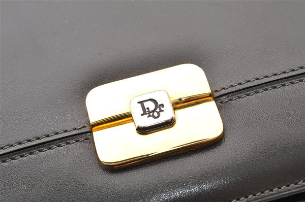 Authentic Christian Dior Shoulder Hand Bag Purse Leather Dark Brown CD 7890I