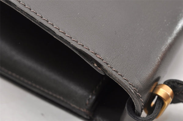 Authentic Christian Dior Shoulder Hand Bag Purse Leather Dark Brown CD 7890I