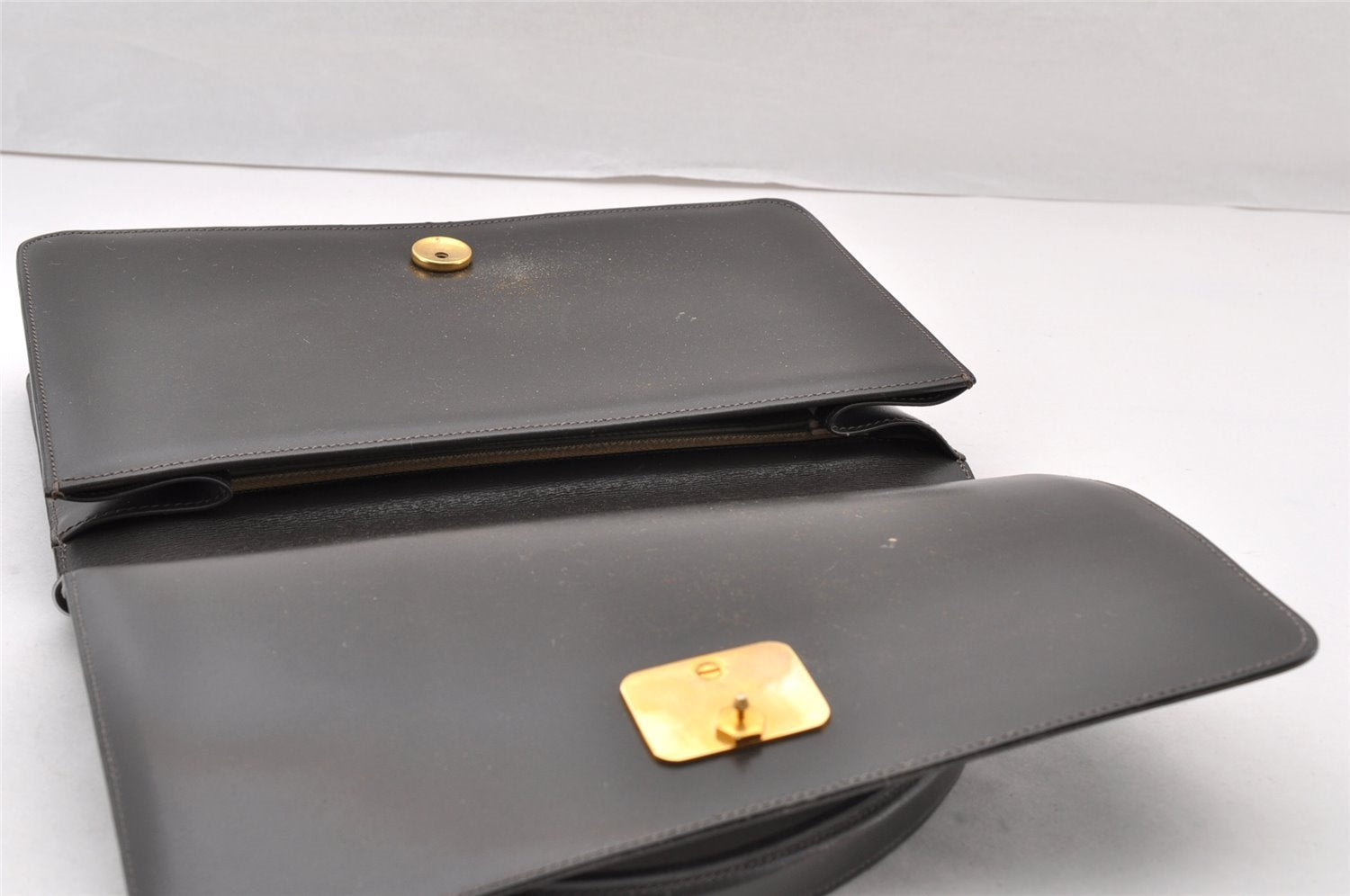 Authentic Christian Dior Shoulder Hand Bag Purse Leather Dark Brown CD 7890I