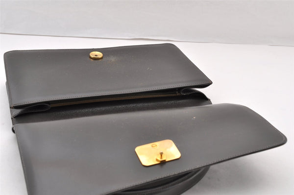 Authentic Christian Dior Shoulder Hand Bag Purse Leather Dark Brown CD 7890I