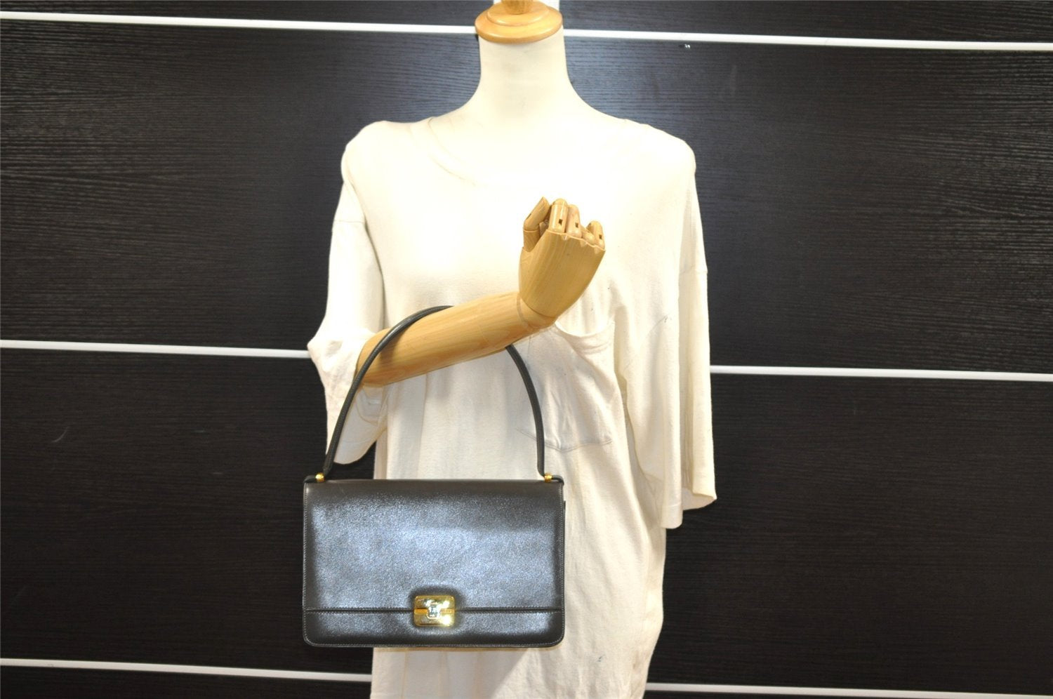 Authentic Christian Dior Shoulder Hand Bag Purse Leather Dark Brown CD 7890I