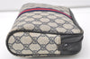 Authentic GUCCI Sherry Line Clutch Hand Bag GG PVC Leather Navy Blue Junk 7890J