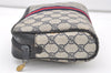 Authentic GUCCI Sherry Line Clutch Hand Bag GG PVC Leather Navy Blue Junk 7890J