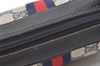 Authentic GUCCI Sherry Line Clutch Hand Bag GG PVC Leather Navy Blue Junk 7890J