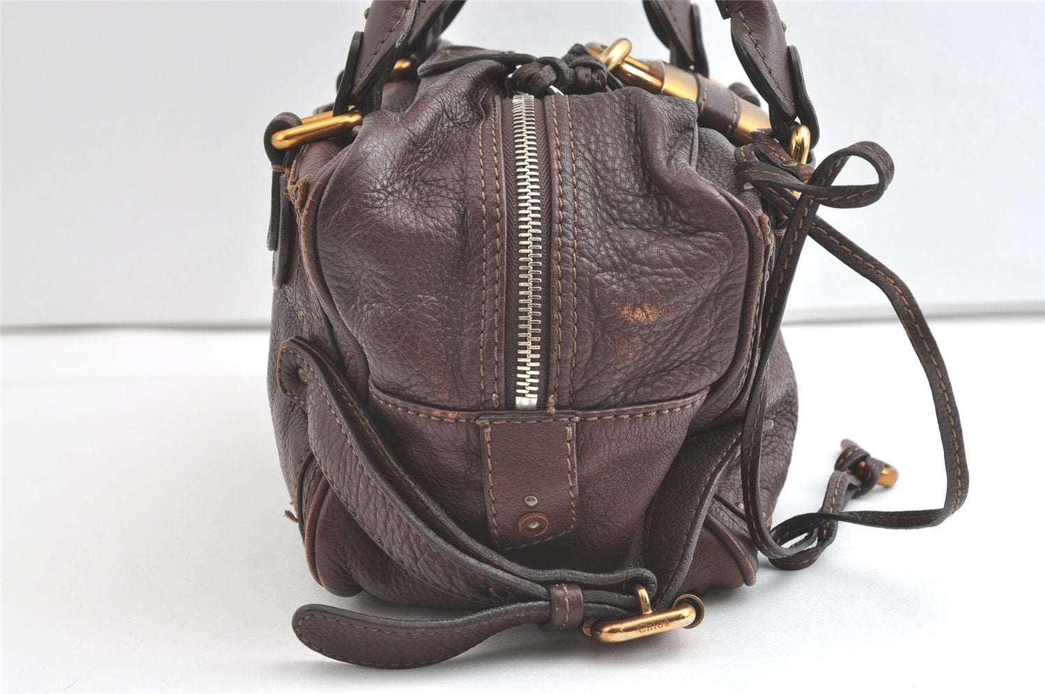 Authentic Chloe Paddington Leather Shoulder Hand Bag Purse Brown 7891J