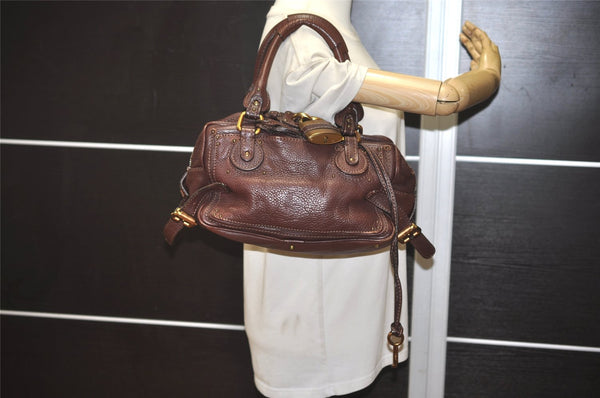 Authentic Chloe Paddington Leather Shoulder Hand Bag Purse Brown 7891J