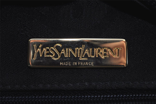 Authentic YVES SAINT LAURENT Vintage Shoulder Bag Purse Leather Black 7892J