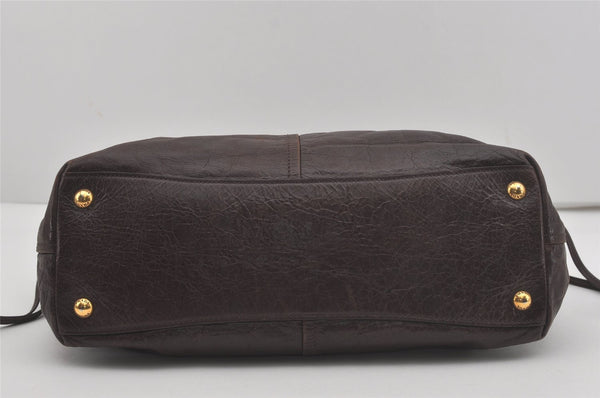 Authentic PRADA Vintage Leather Hand Tote Bag Brown 7894I